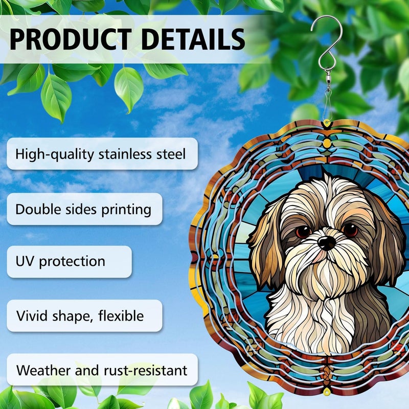 44memory Shih Tzu Yard and Garden Wind Spinner, Unique 3D Hanging Shih Tzu Wind Spinner - Image 4